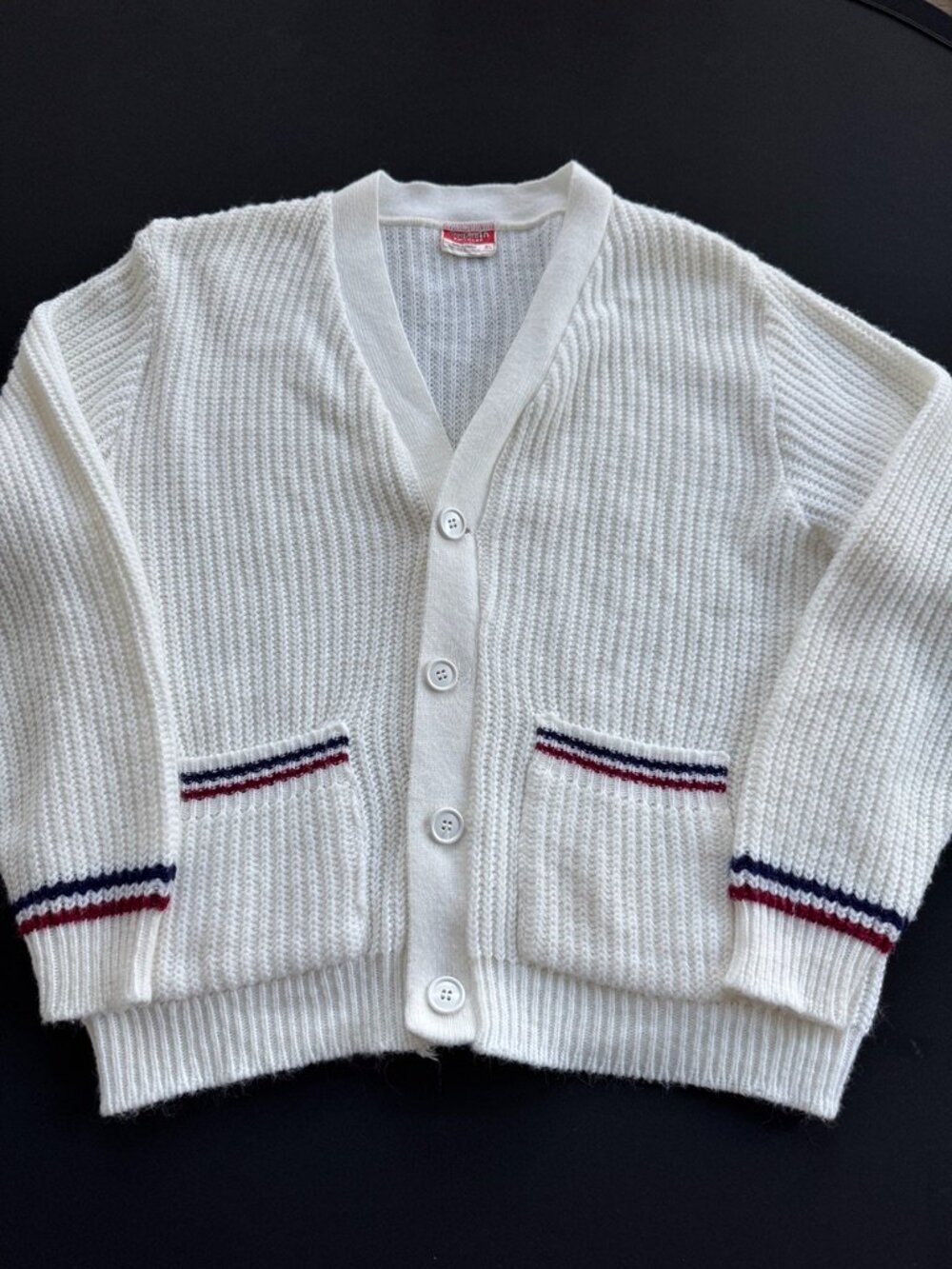 Vintage 70s/80s Seaforth Knitwear Orlon Acrylic Ribbed Cardigan, Women’s XL
